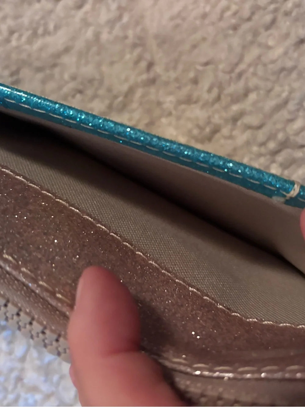 ✨🩵💚Consuela Turquoise& Lime Glitter Zip Wallet💚🩵✨